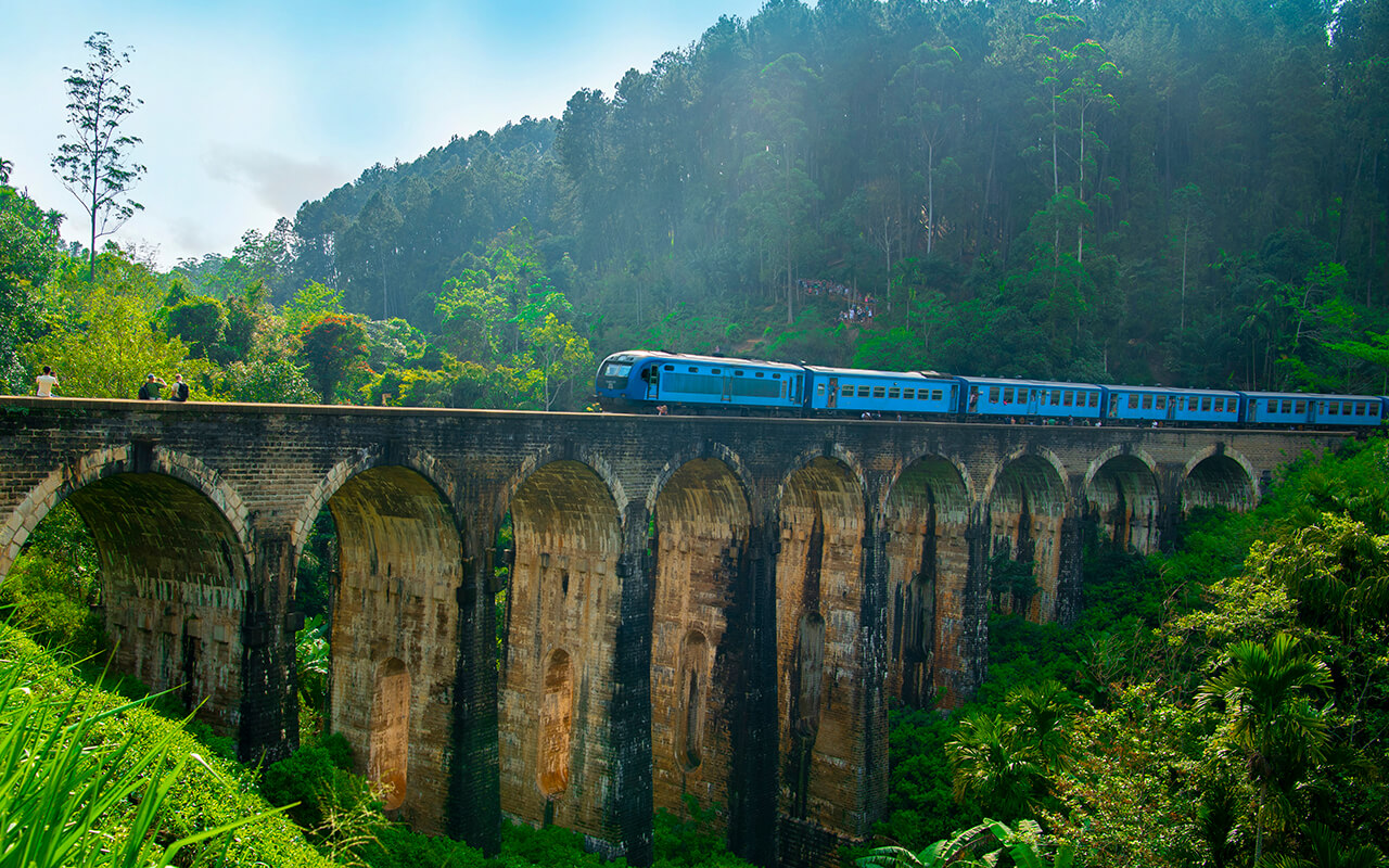 The blue train through the hills
